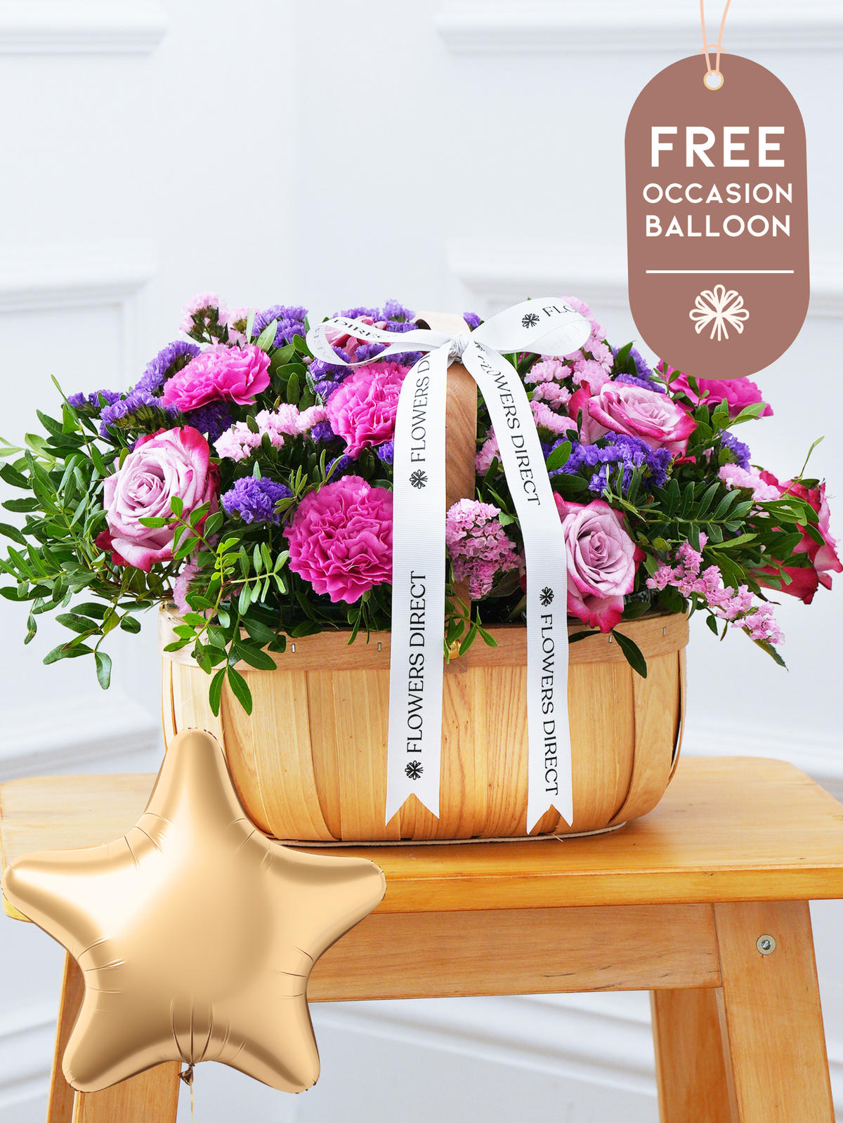 Purple Majesty Basket with Free Balloon to Match the Occasion