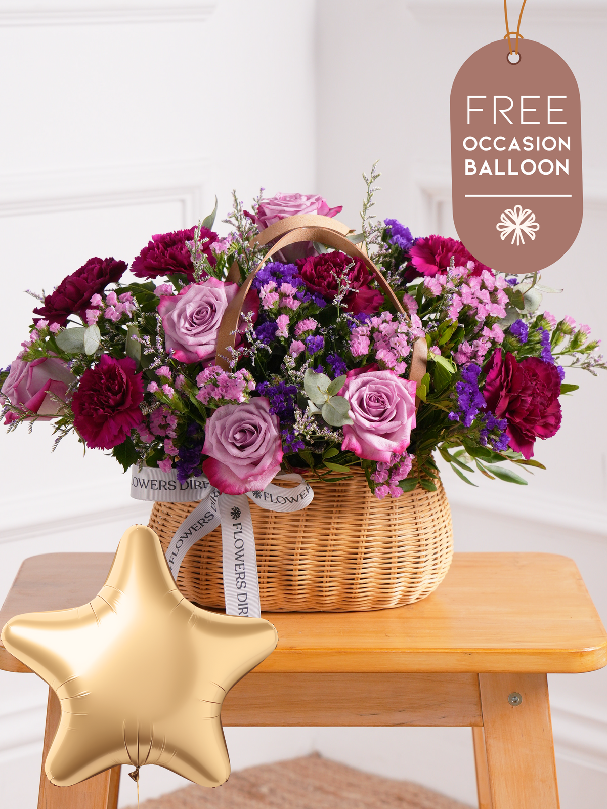 Purple Majesty Basket with Free Balloon to Match the Occasion