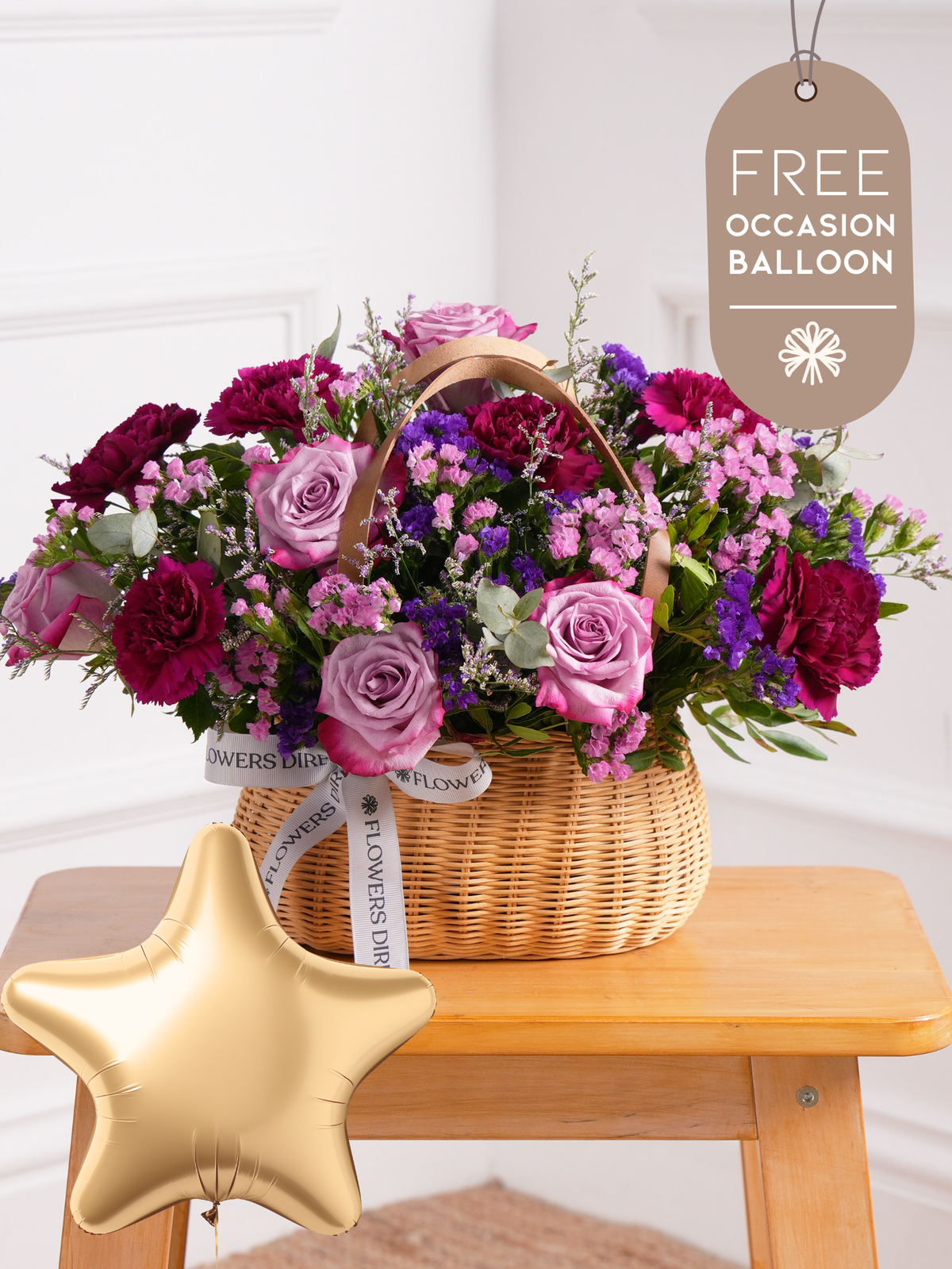 Purple Majesty Basket with Free Balloon to Match the Occasion
