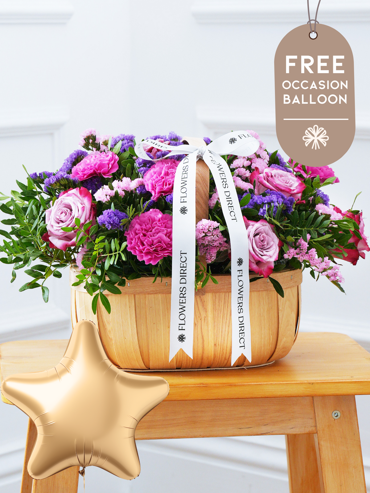 Purple Majesty Basket with Free Balloon to Match the Occasion