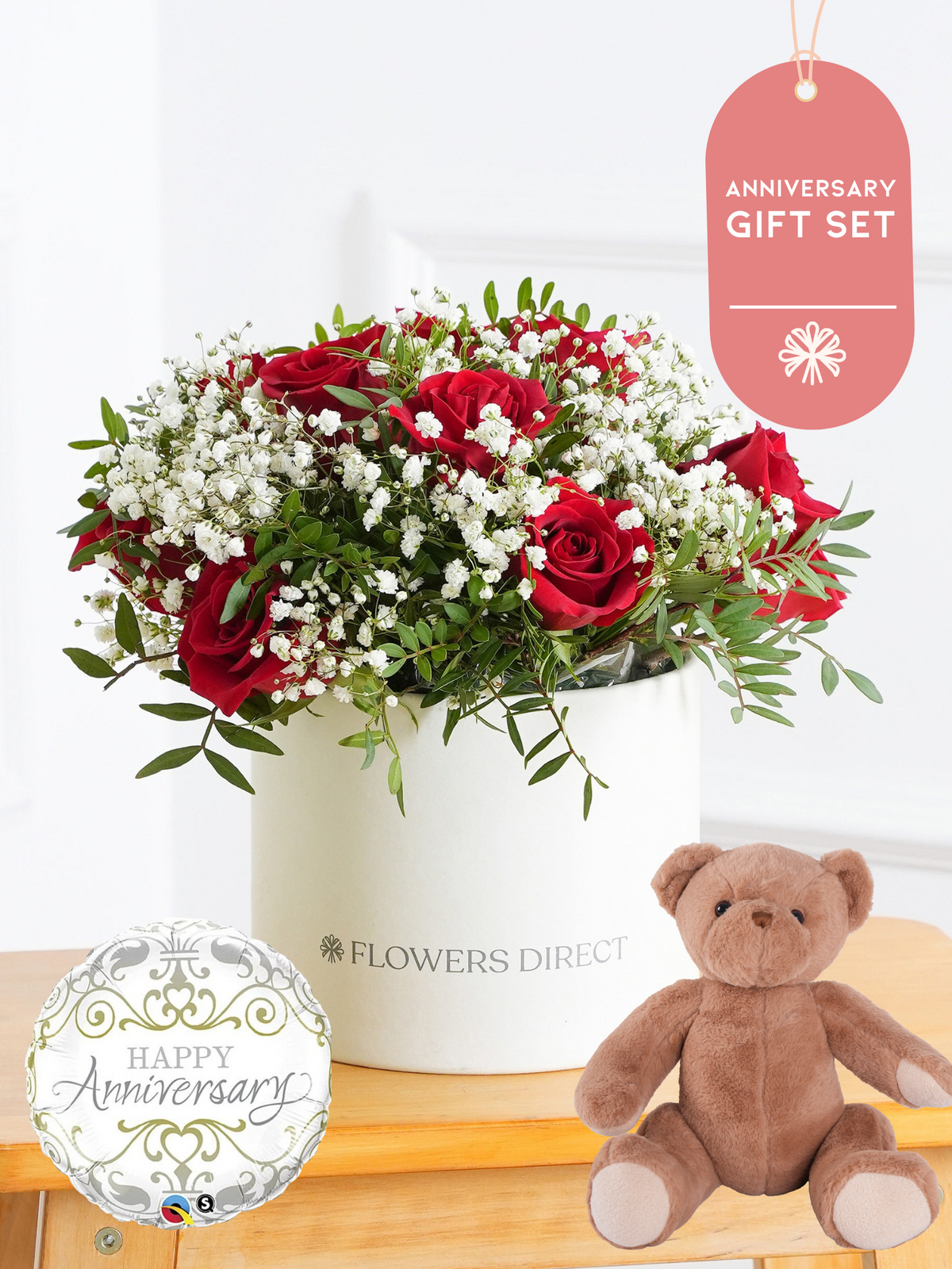 Anniversary Red Roses - Hatbox Gift Set