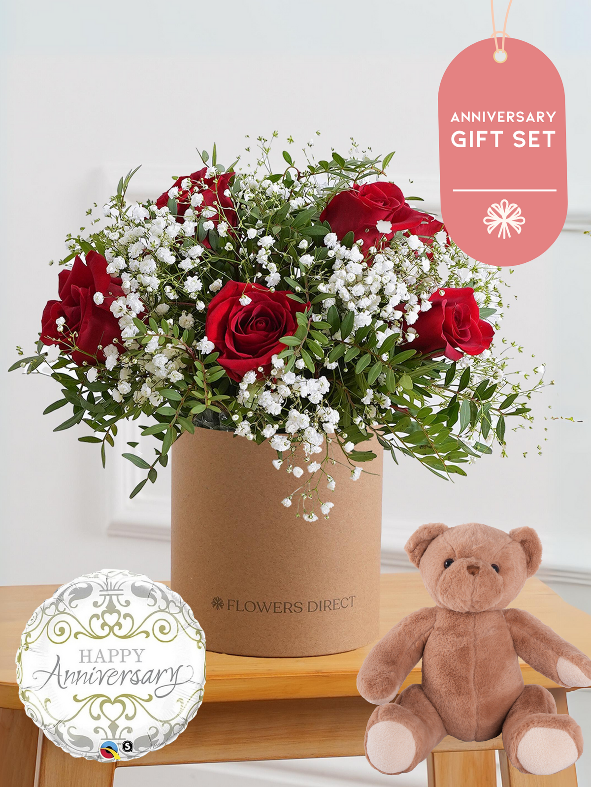 Anniversary Red Roses - Hatbox Gift Set