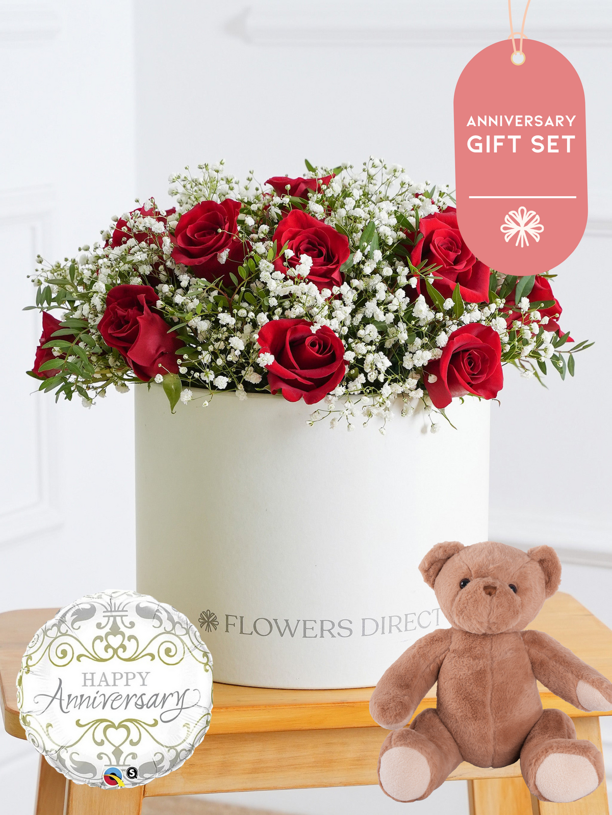 Anniversary Red Roses - Hatbox Gift Set