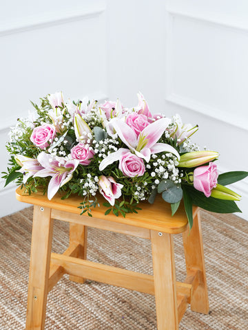 Pink Roses and Pink Lily Spray