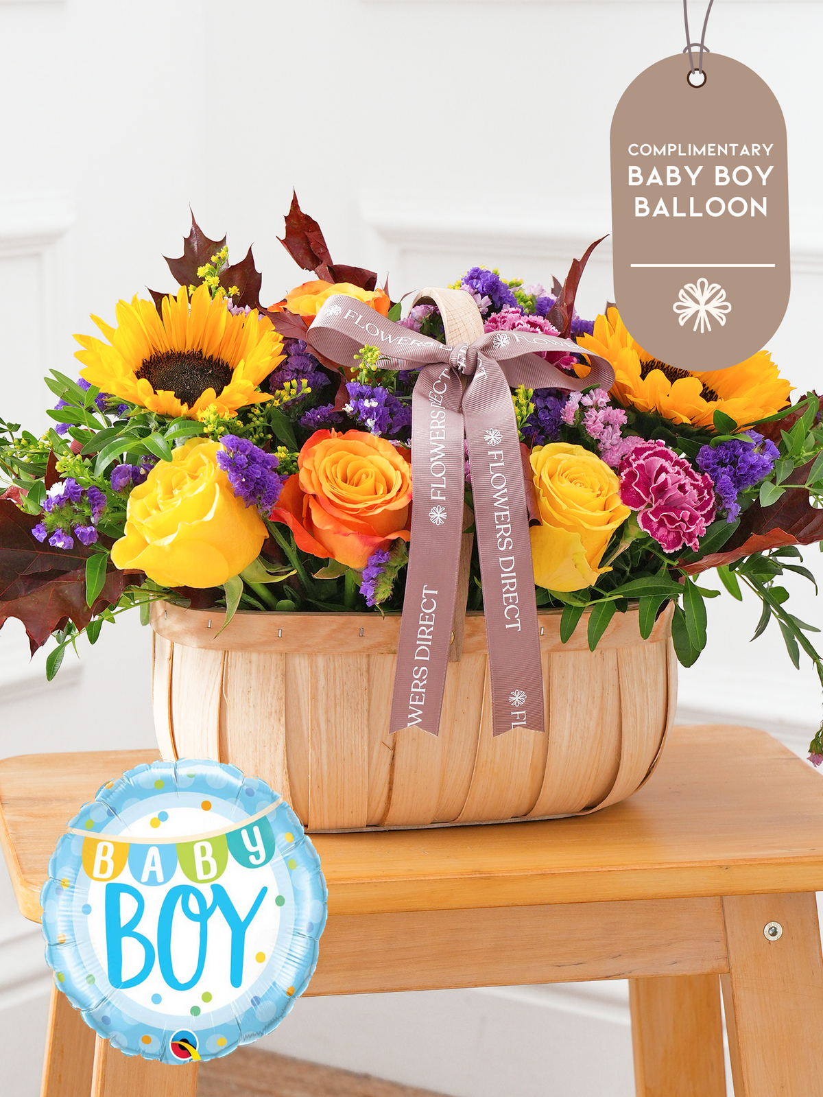 Baby Boy Autumn Charm - Basket  (Complimentary Baby Boy Balloon)