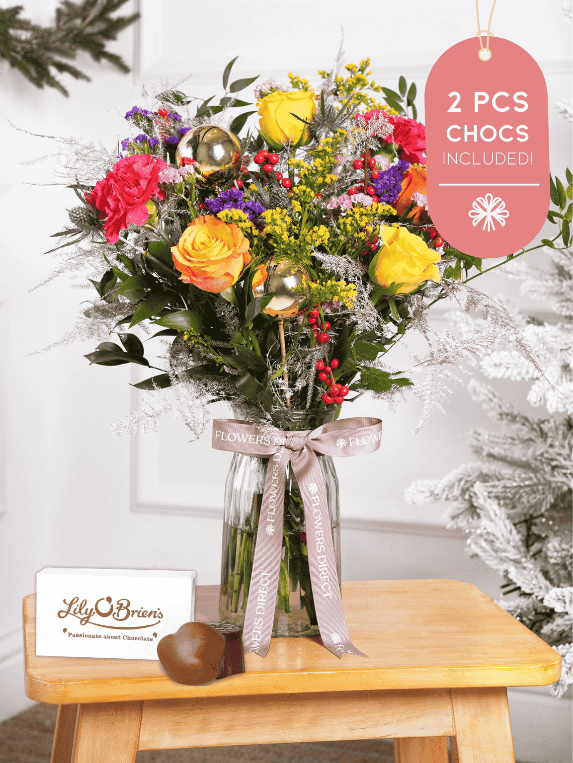 Cheerful Christmas Vase 2 Pcs Chocs included!