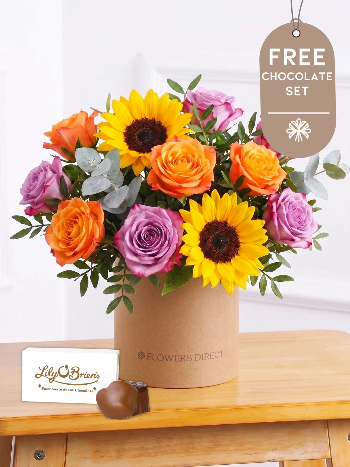 Sunflower Hatbox with Free Chocolate Set