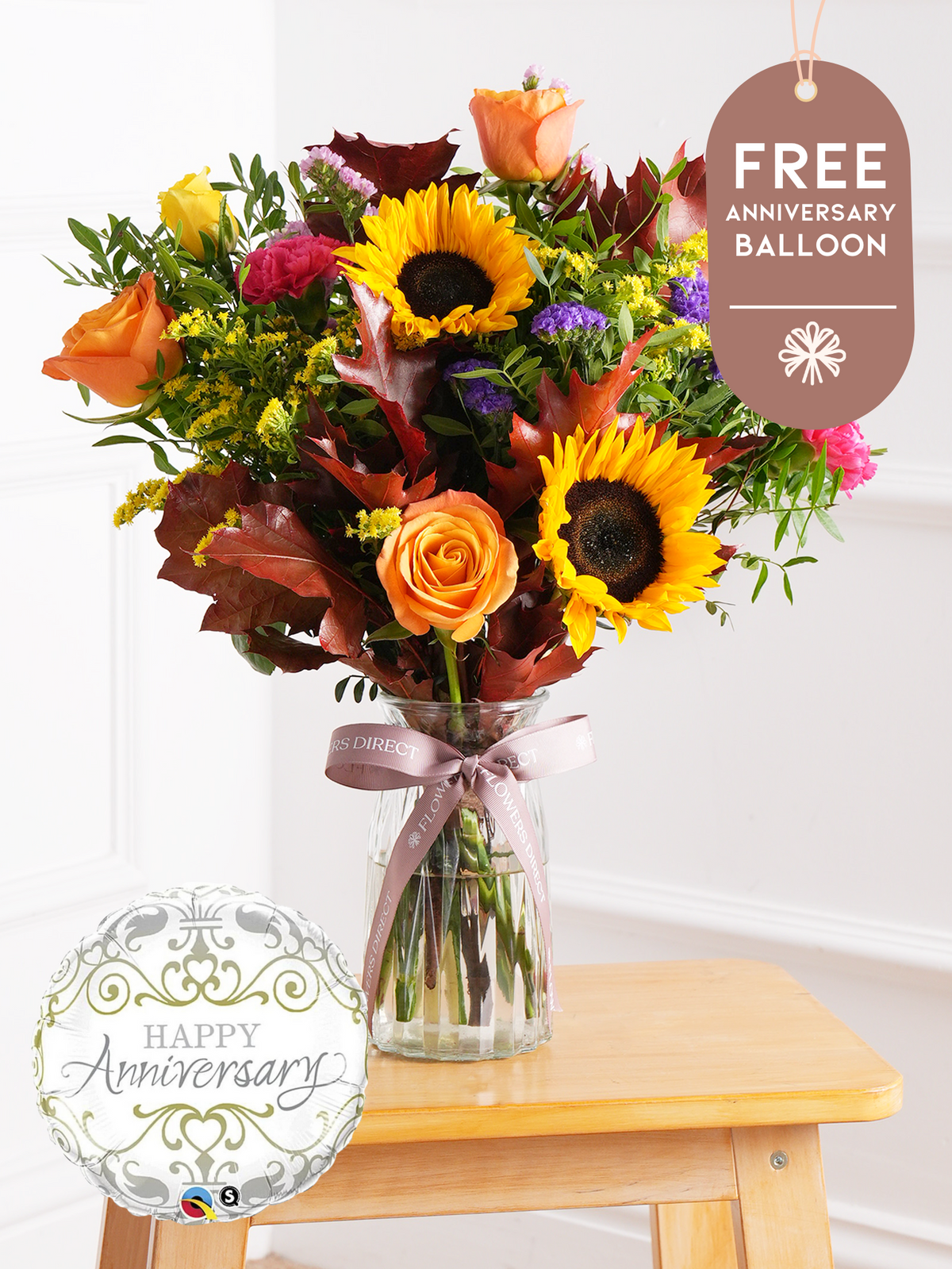 Anniversary Autumn Charm - Vase with Free Anniversary Balloon