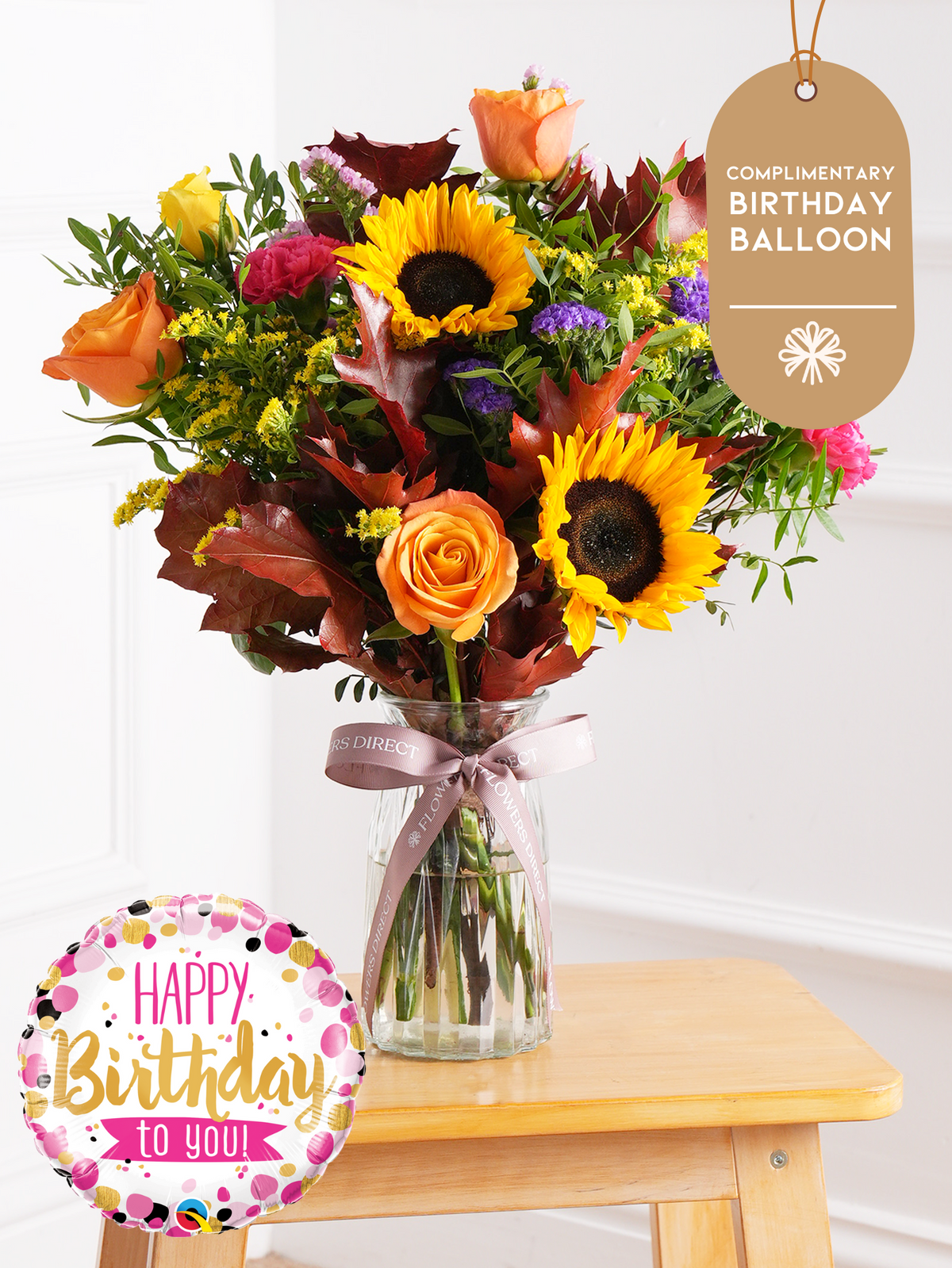 Birthday Autumn Charm - Vase (Complimentary Birthday Balloon)