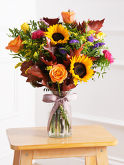 Autumn Charm - Vase – Embrace the season's warmth with our Autumn Charm vase. Featuring yellow and orange roses,...
