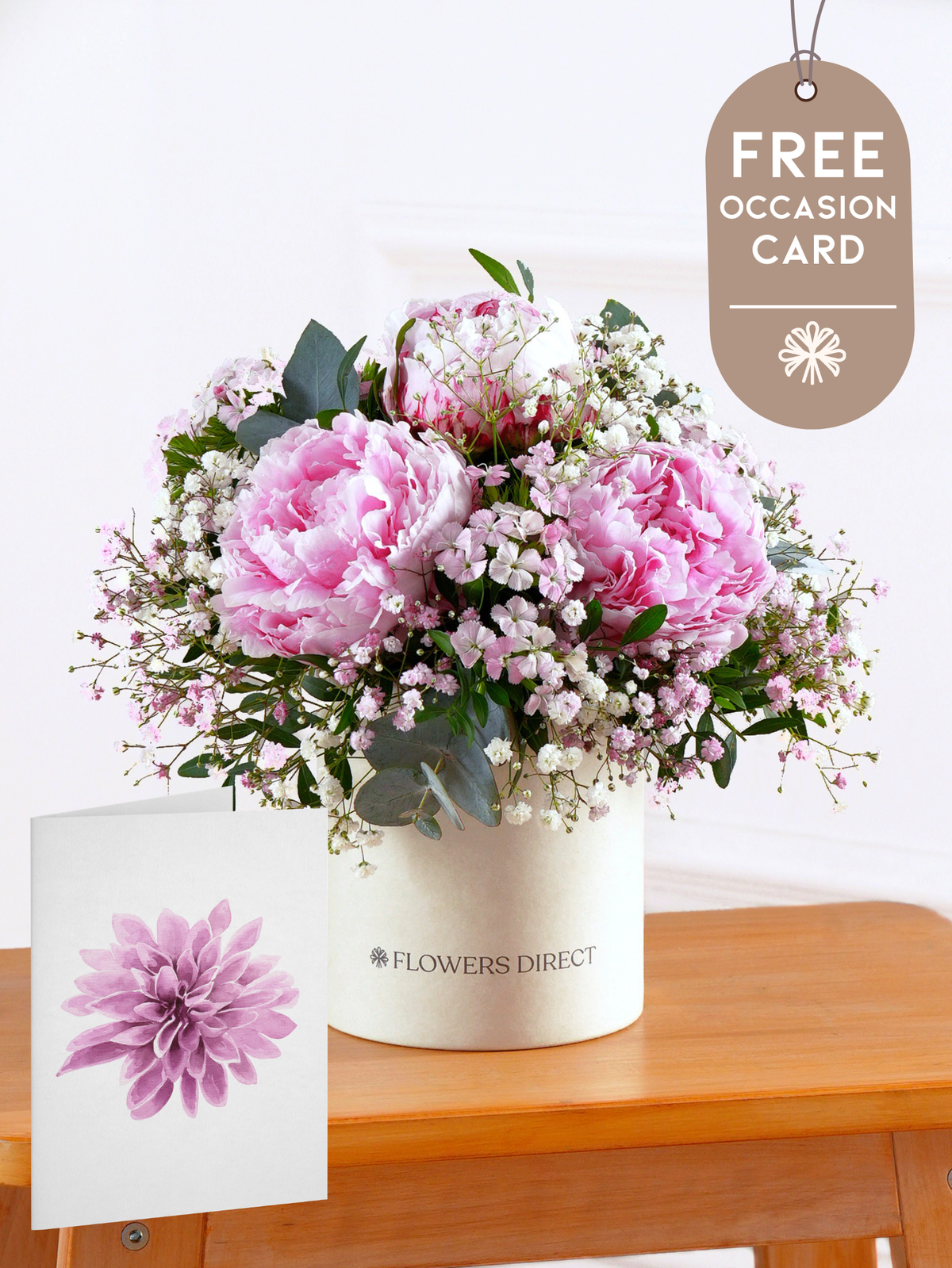 Pink Peony - Hatbox with Free Occasion Card