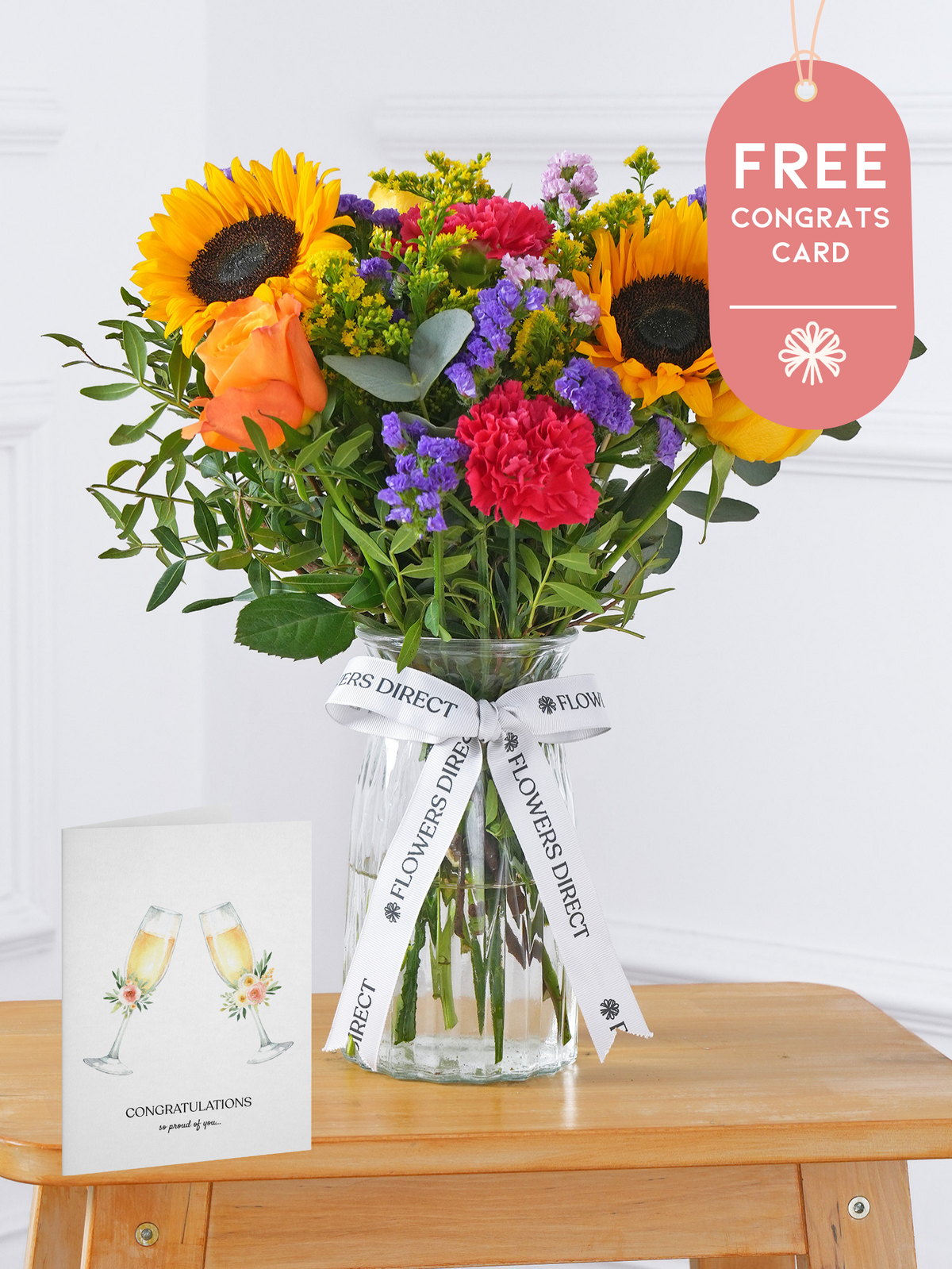 Colour Burst - Vase with Free Congratulations Card