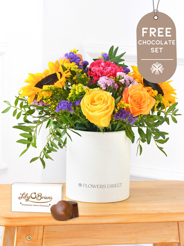 Thank You Colour Burst - Hatbox with Free Chocolate Set