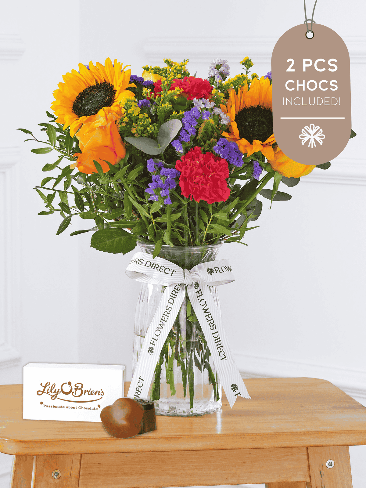 Mother's Day Colour Burst Vase 2 Pcs Chocs included!