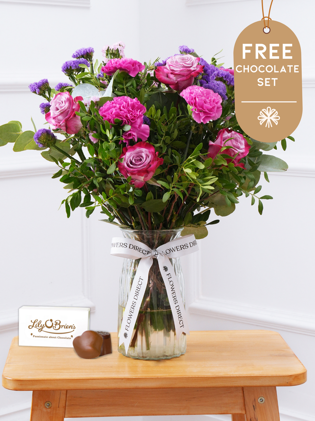 Mother&#39;s Day Purple Majesty - Vase with Free Chocolate Set