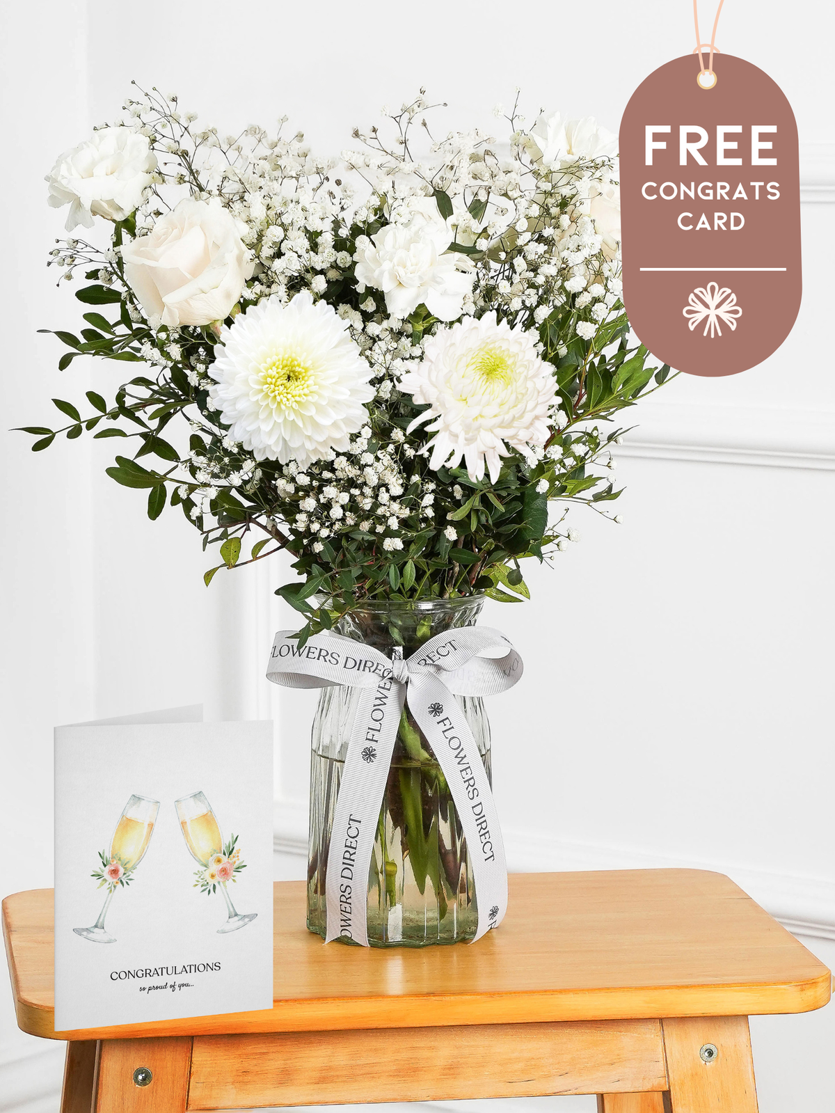 Simply White - Vase with Free Congratulations Card