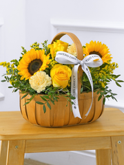 Sunflower Basket –  Brighten any day with our radiant Sunny Day floral arrangement, lovingly nestled in a...