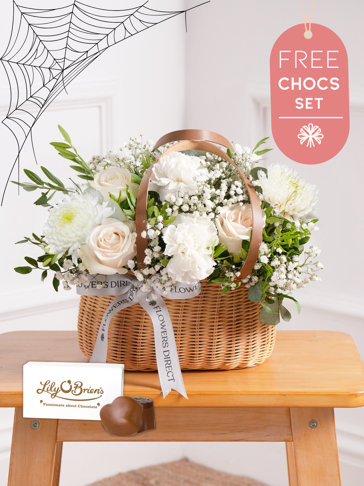 Simply White Basket with Free Chocolate Set