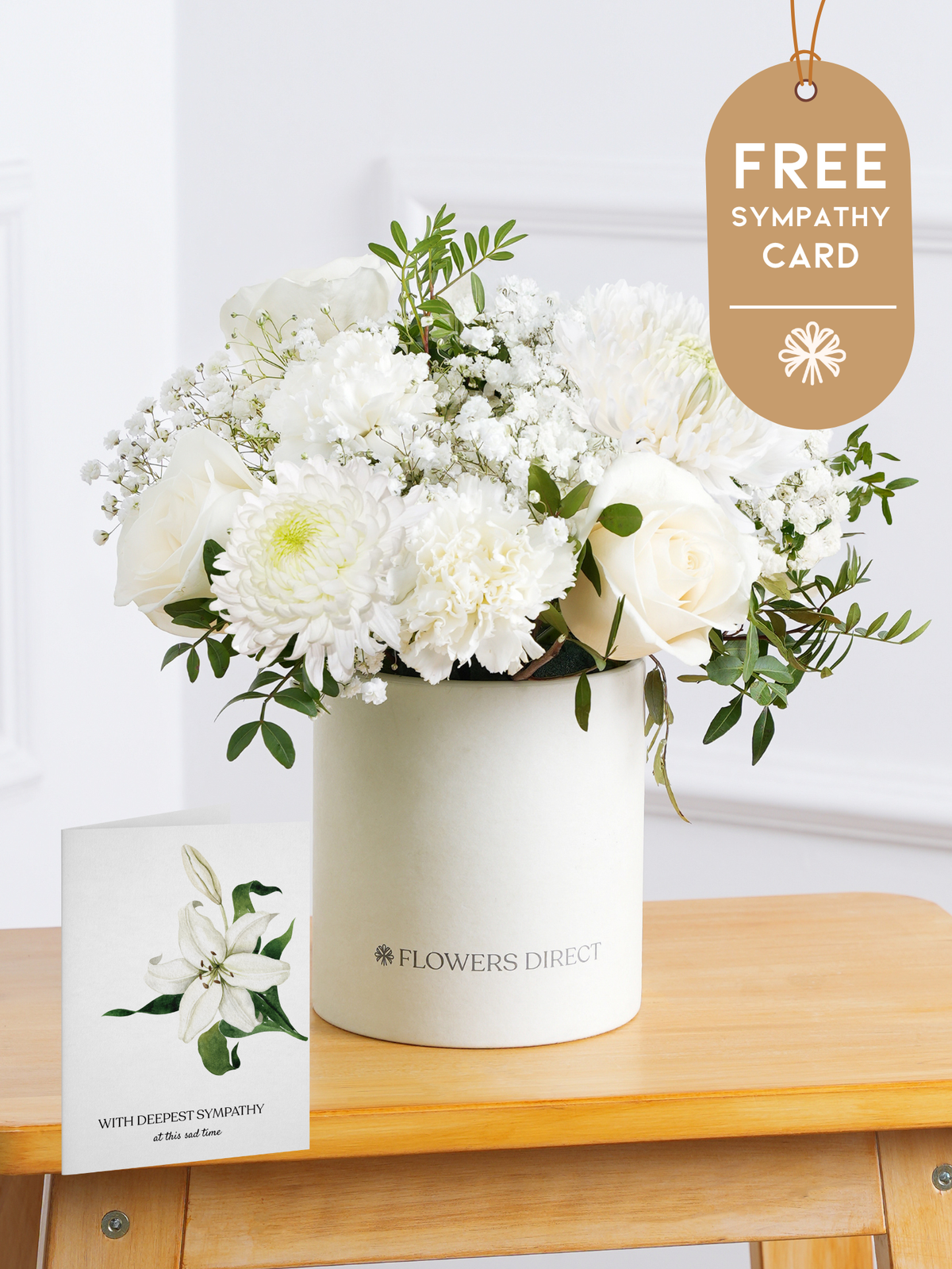 Sympathy Simply White - Hatbox with Free Sympathy card