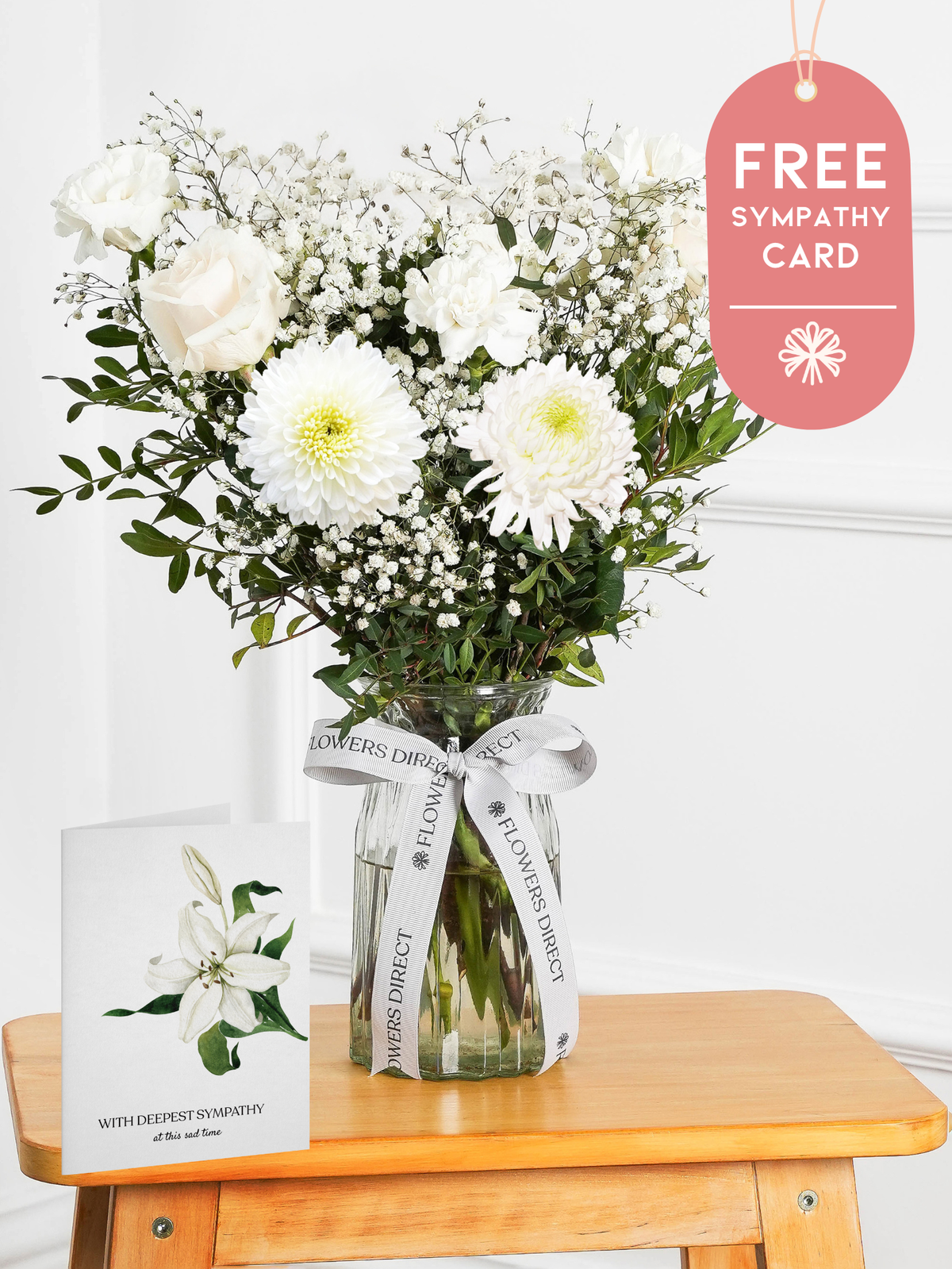 Sympathy Simply White - Vase with Free Sympathy card