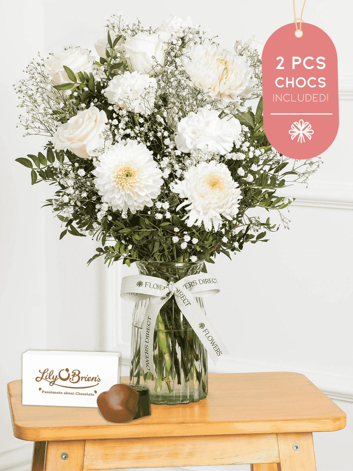 Simply White Vase 2 Pcs Chocs included!