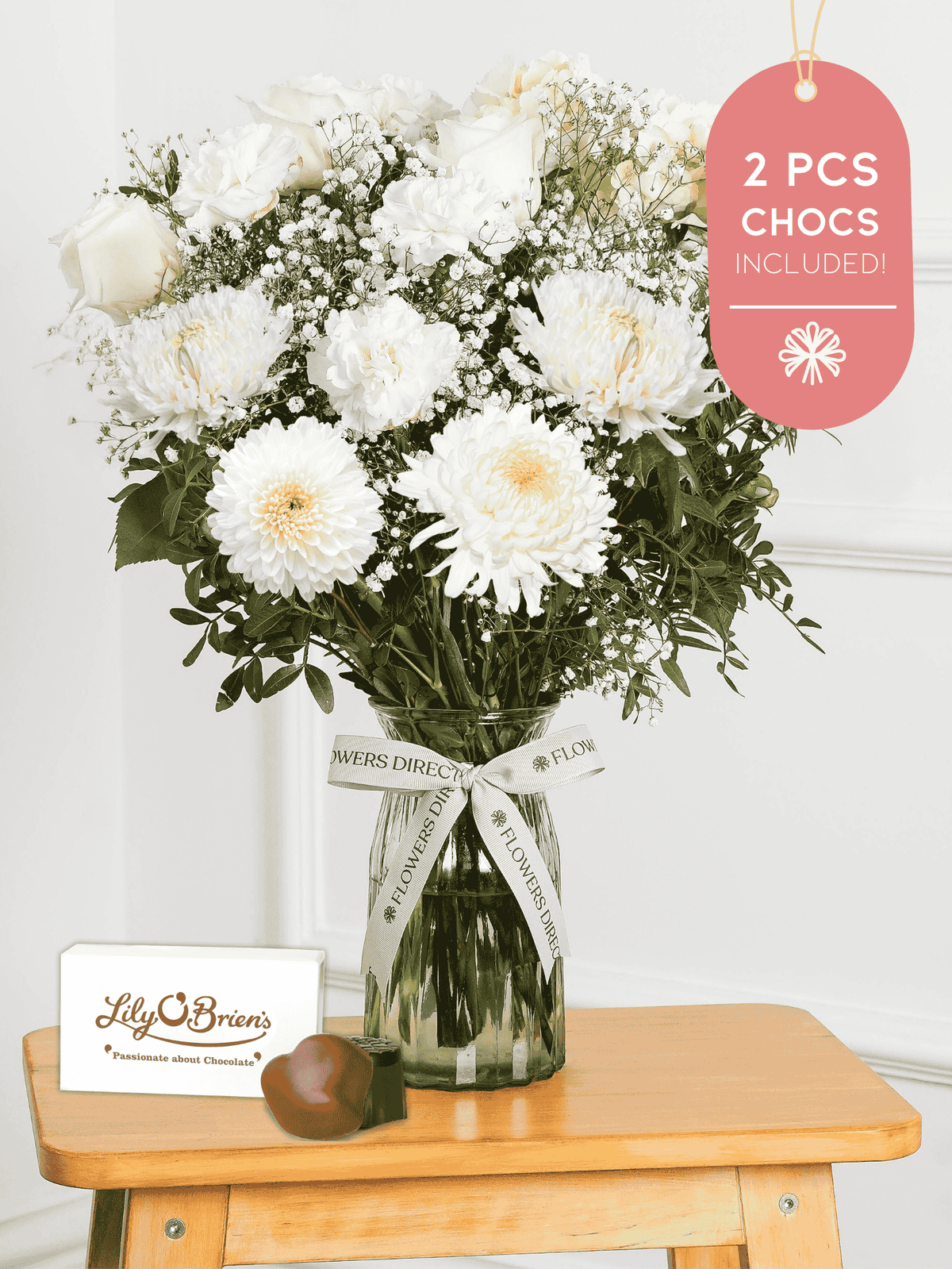 Simply White Vase 2 Pcs Chocs included!