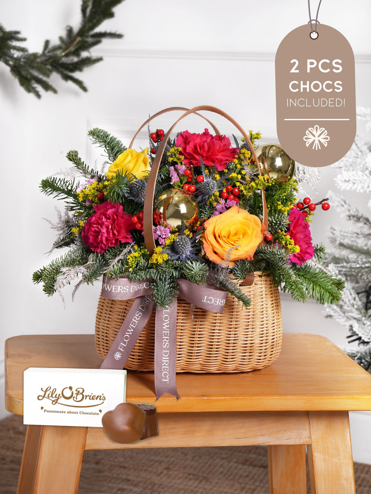 Cheerful Christmas Basket 2 Pcs Chocs included!