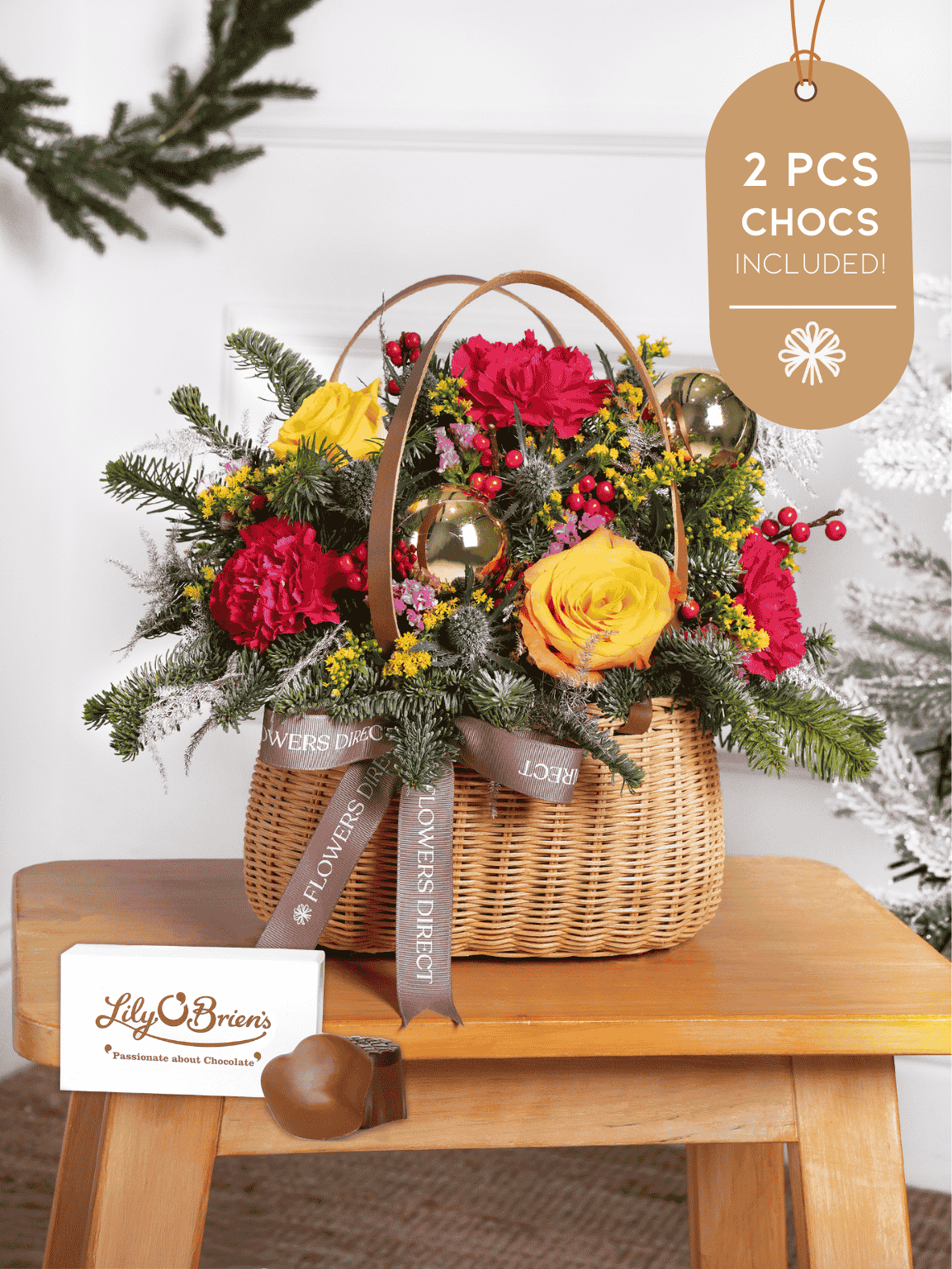Cheerful Christmas Basket 2 Pcs Chocs included!