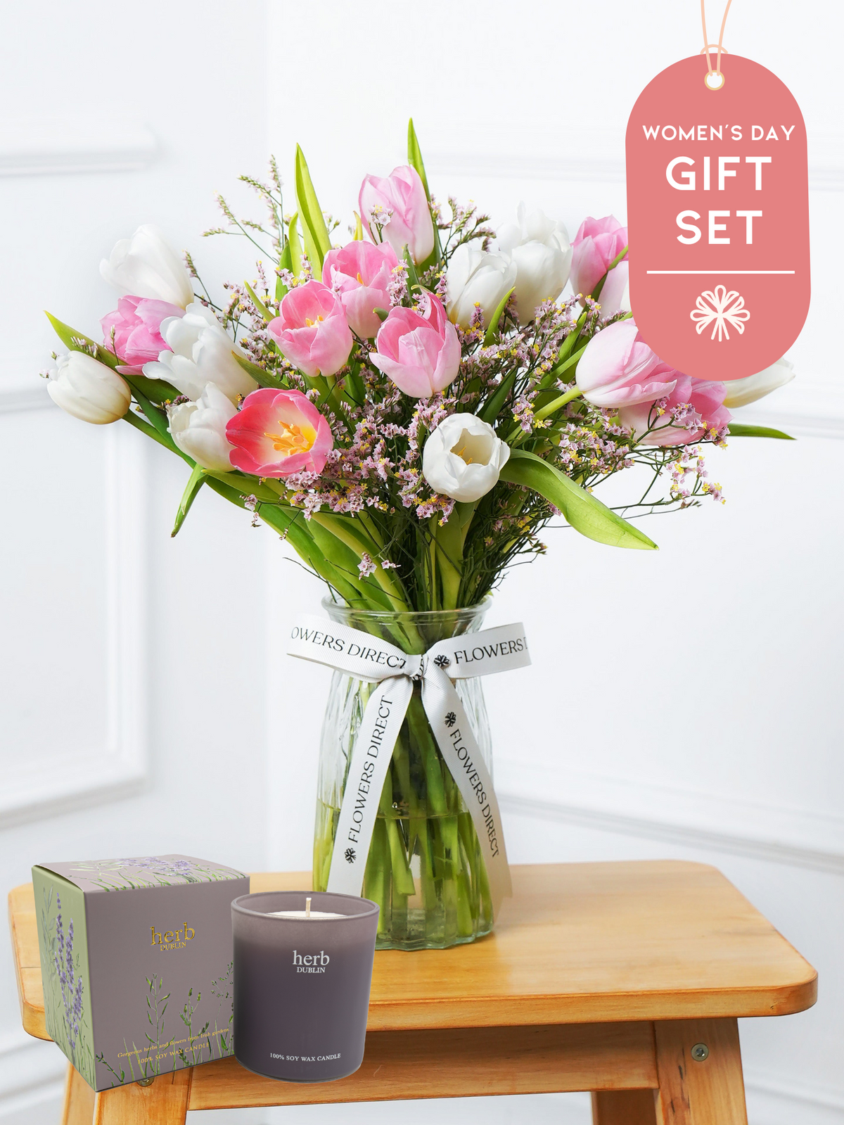 Women&#39;s Day Mixed Tulips - Vase Gift Set