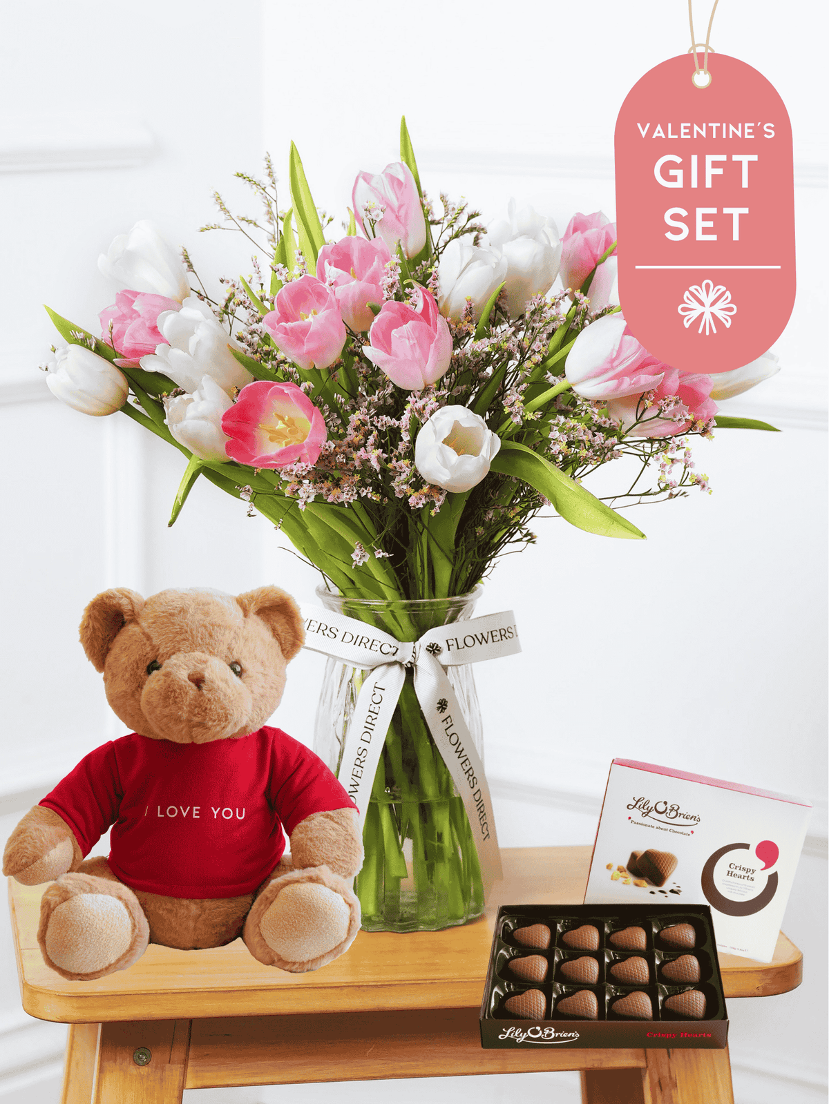 Valentine Mixed Tulips - Vase Gift Set