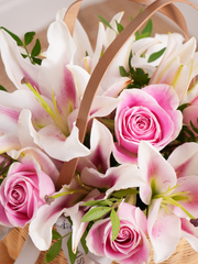 Pink Roses and Pink Lily Basket Gift Set –  Our Pink Roses and Pink Lily Basket is a sophisticated and timeless way to express...