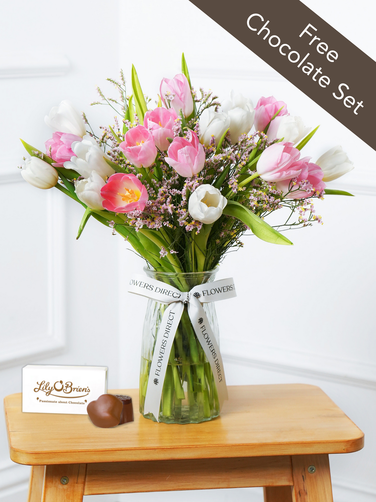 Mother&#39;s Day Mixed Tulips - Vase with Free Chocolate Set