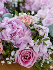 Sweetheart Wreath – This exquisite funeral wreath, adorned with delicate pink hydrangeas, roses, statice, carnations, gypsophila, pistach,...