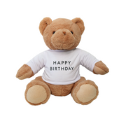 Happy Birthday Teddy – Teddy Bear with Happy Birthday shirt and colour may vary.Size: 35cm.