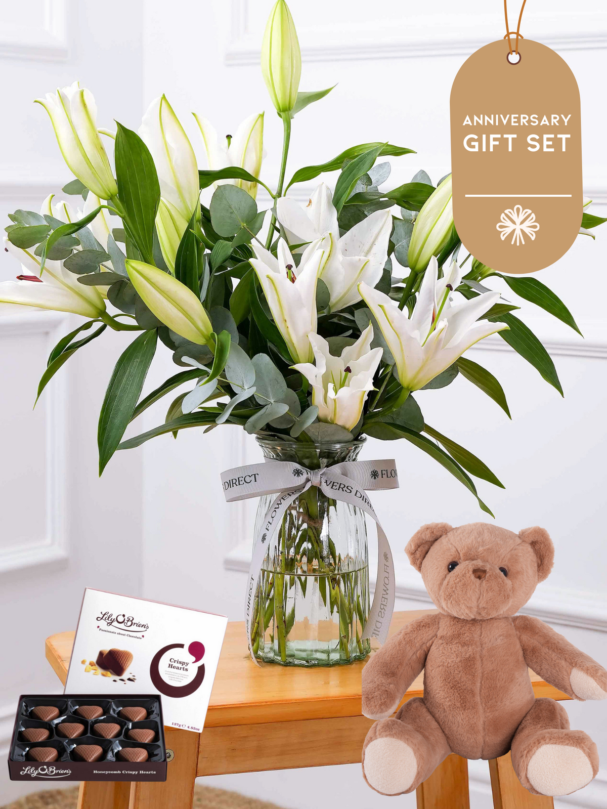 Anniversary White Lily - Vase Gift Set