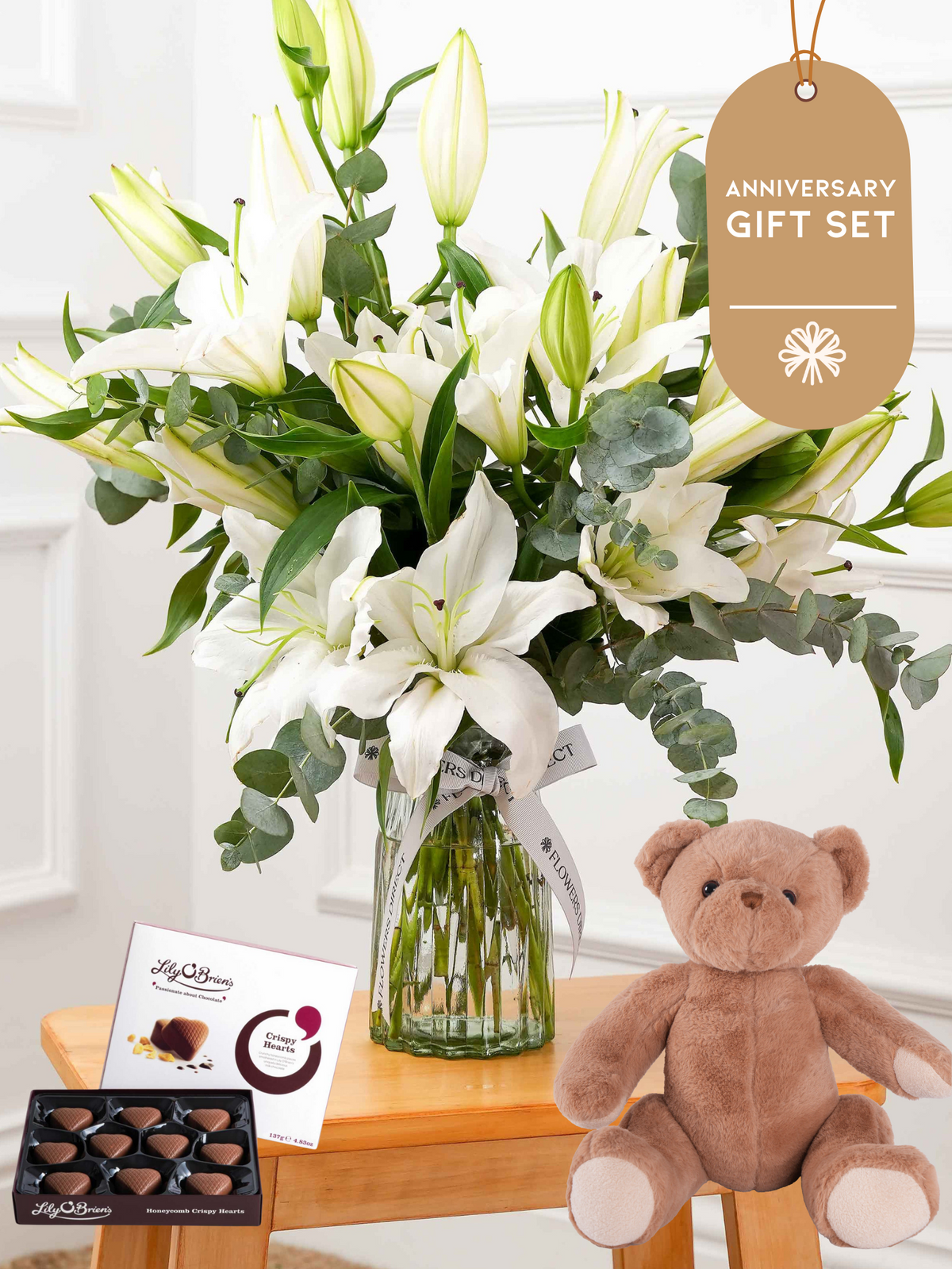 Anniversary White Lily - Vase Gift Set