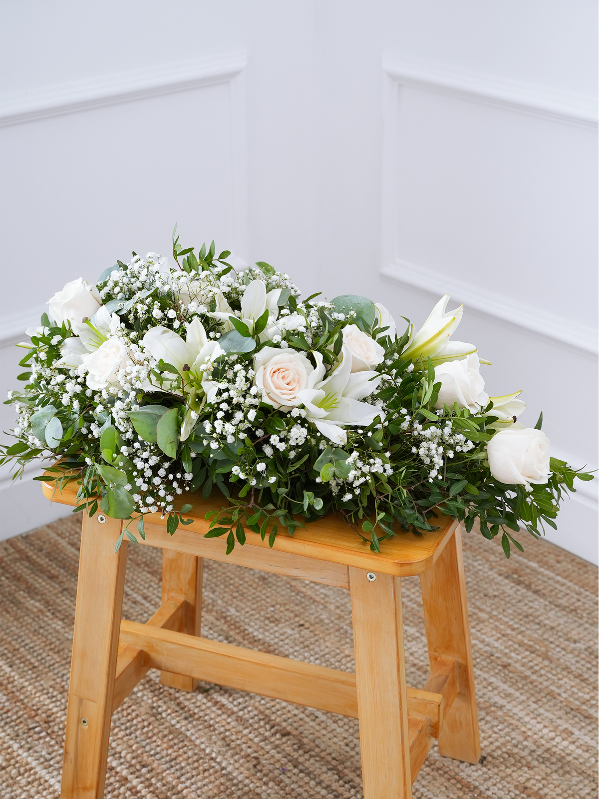 White Roses and White Lily Spray