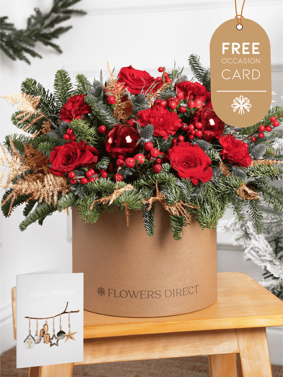 Berry Red Christmas - Hatbox with Free Occasion Card