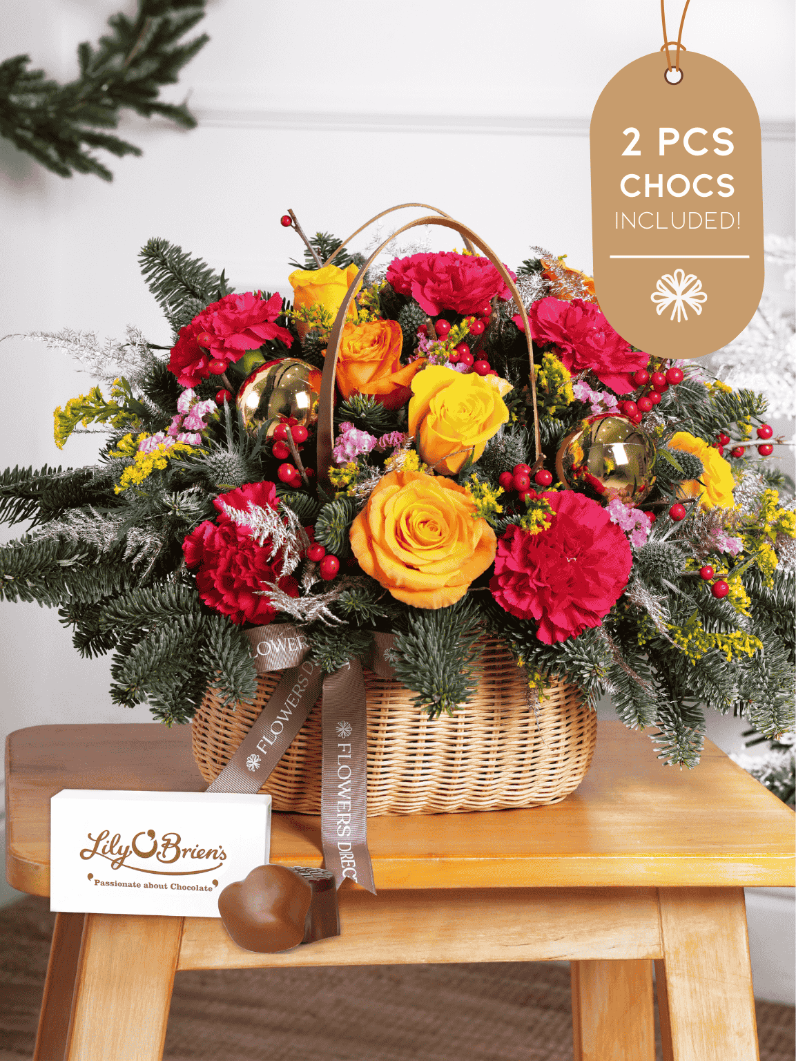 Cheerful Christmas Basket 2 Pcs Chocs included!
