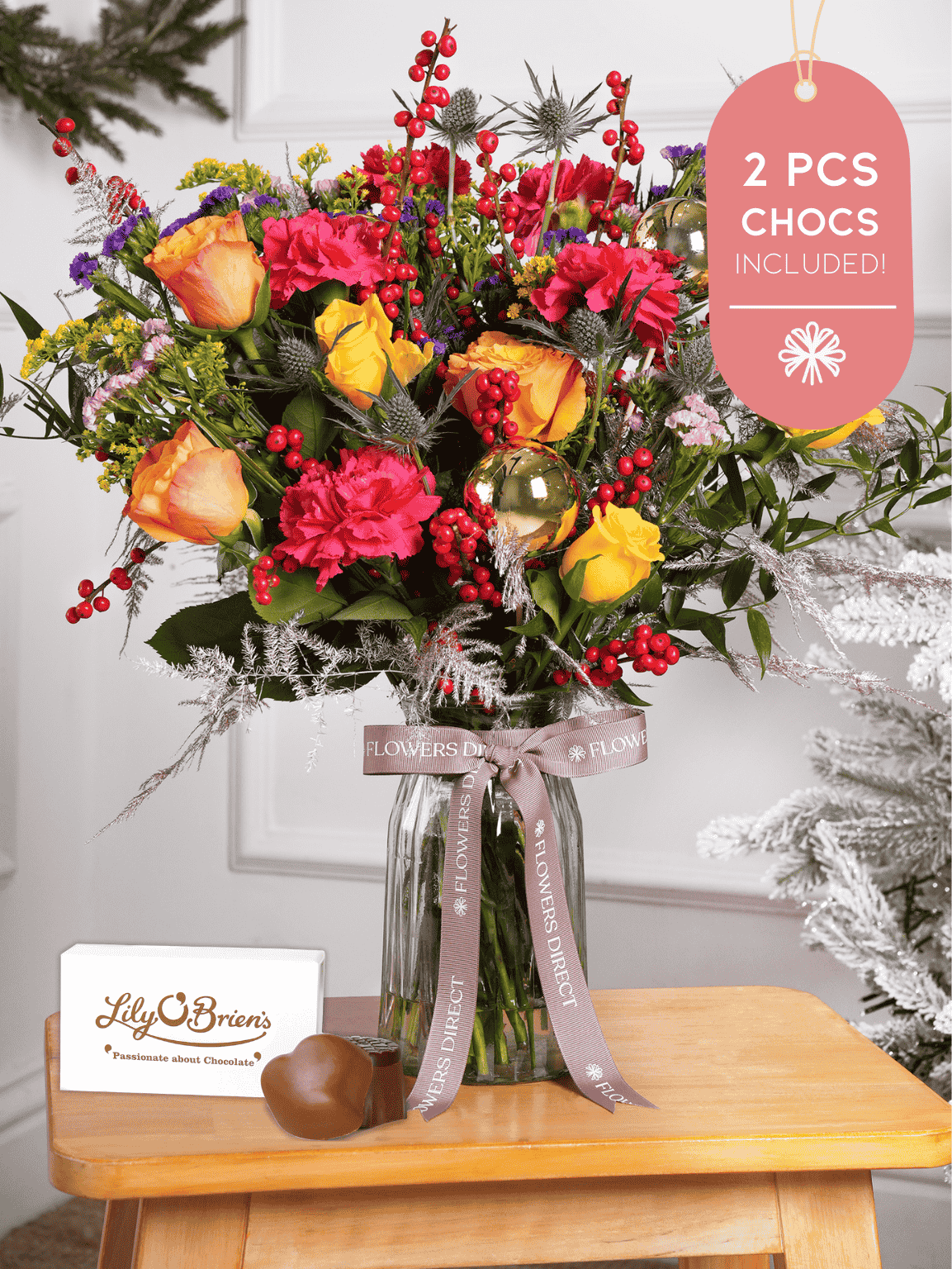 Cheerful Christmas Vase 2 Pcs Chocs included!