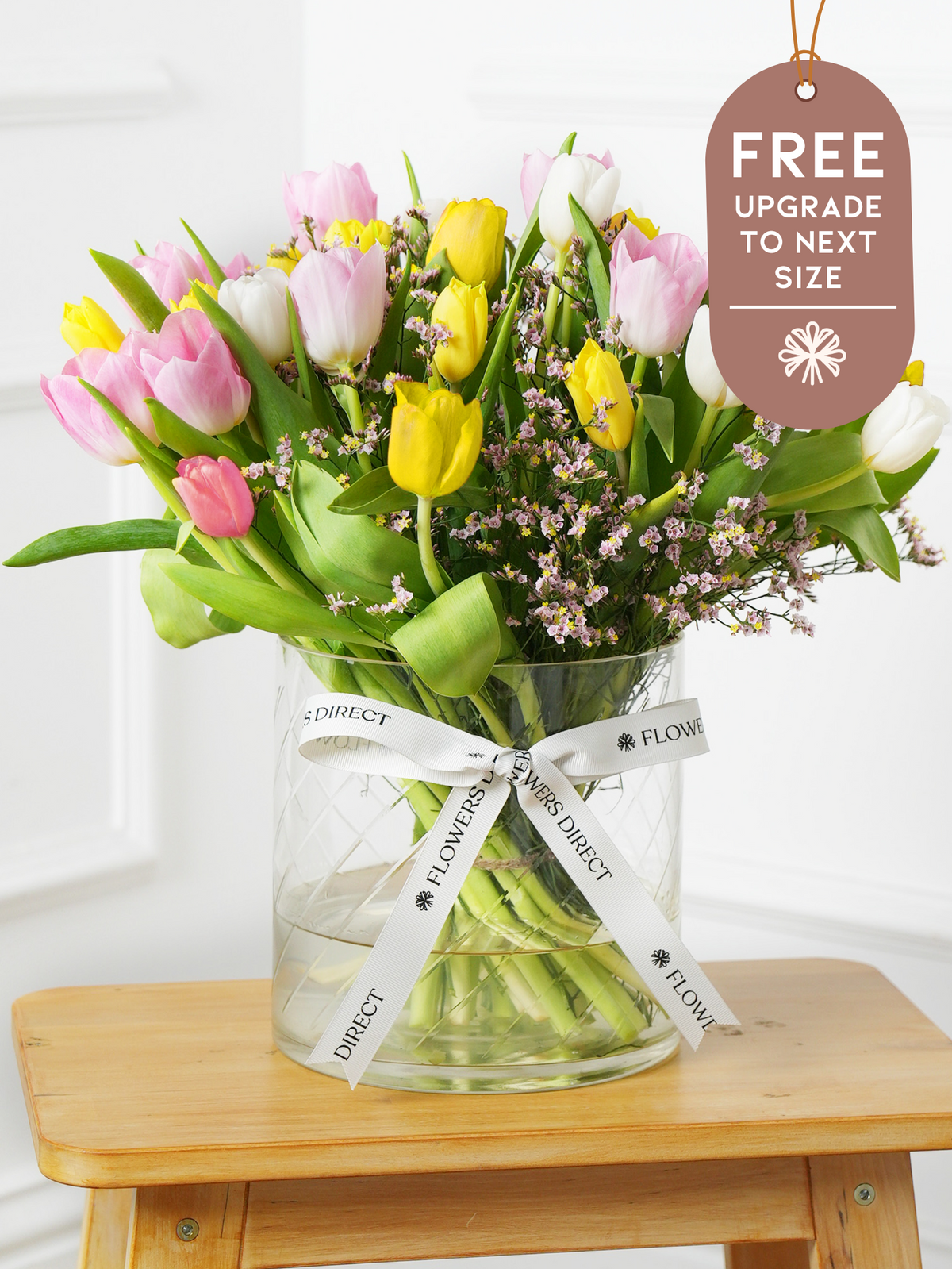 Colourful Tulip - Vase with Free Upgrade to Next Size