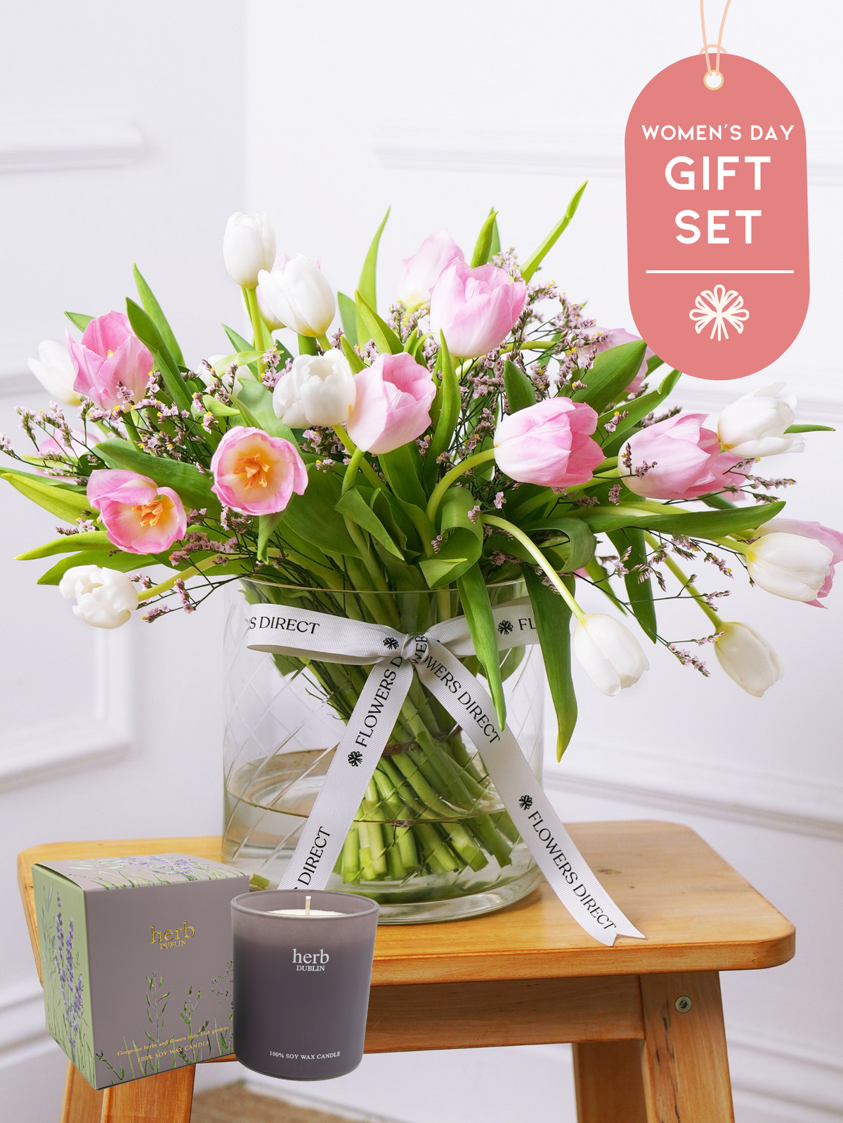 Women&#39;s Day Mixed Tulips - Vase Gift Set