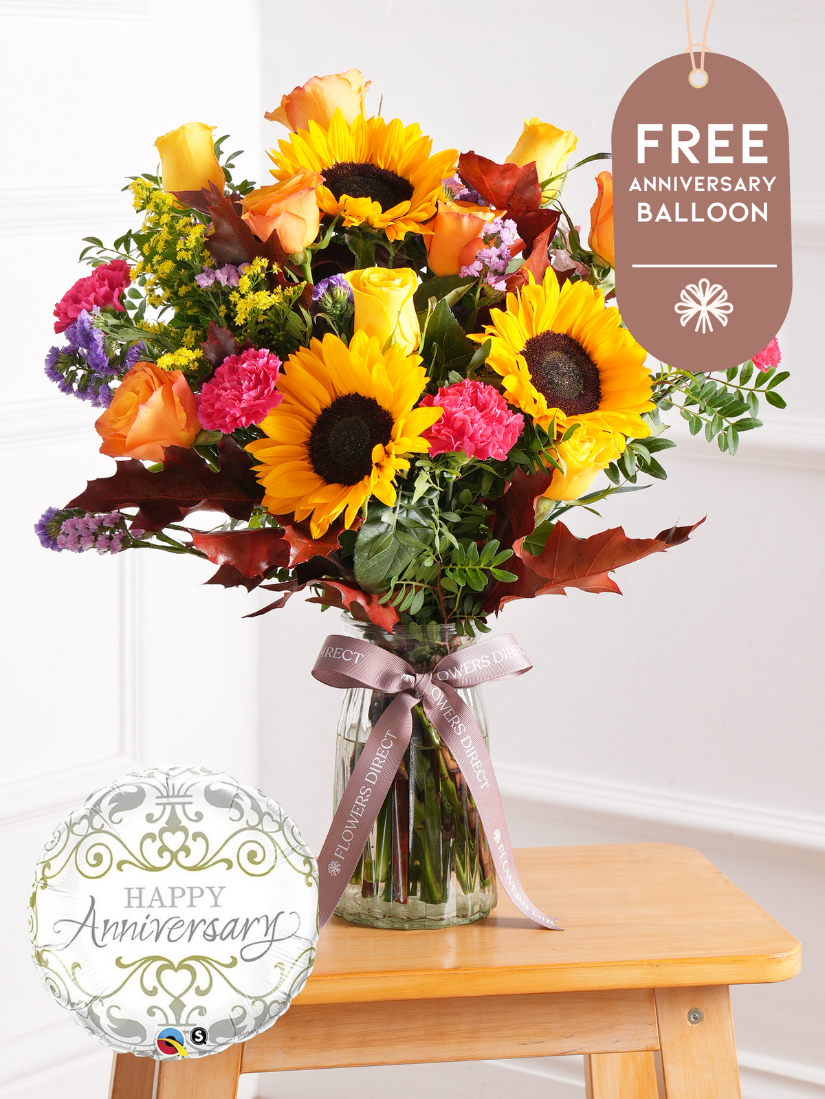 Anniversary Autumn Charm - Vase with Free Anniversary Balloon