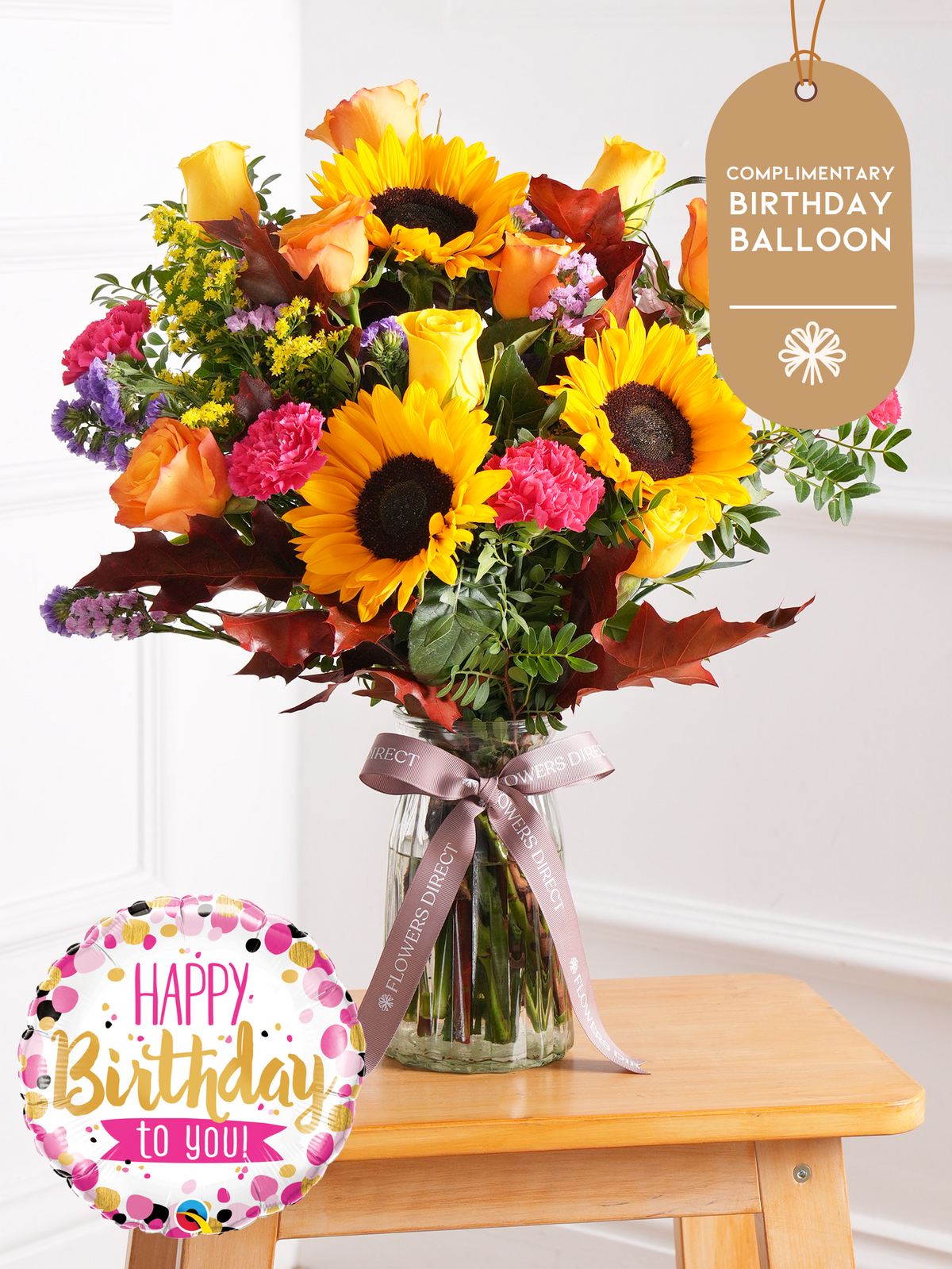 Birthday Autumn Charm - Vase (Complimentary Birthday Balloon)