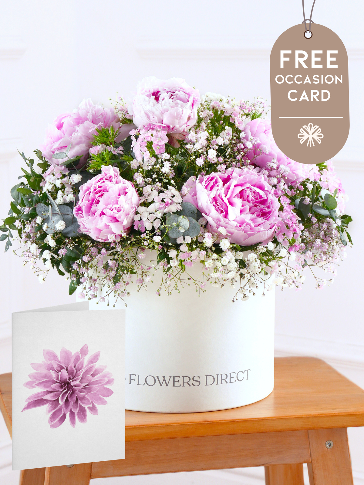 Pink Peony - Hatbox with Free Occasion Card