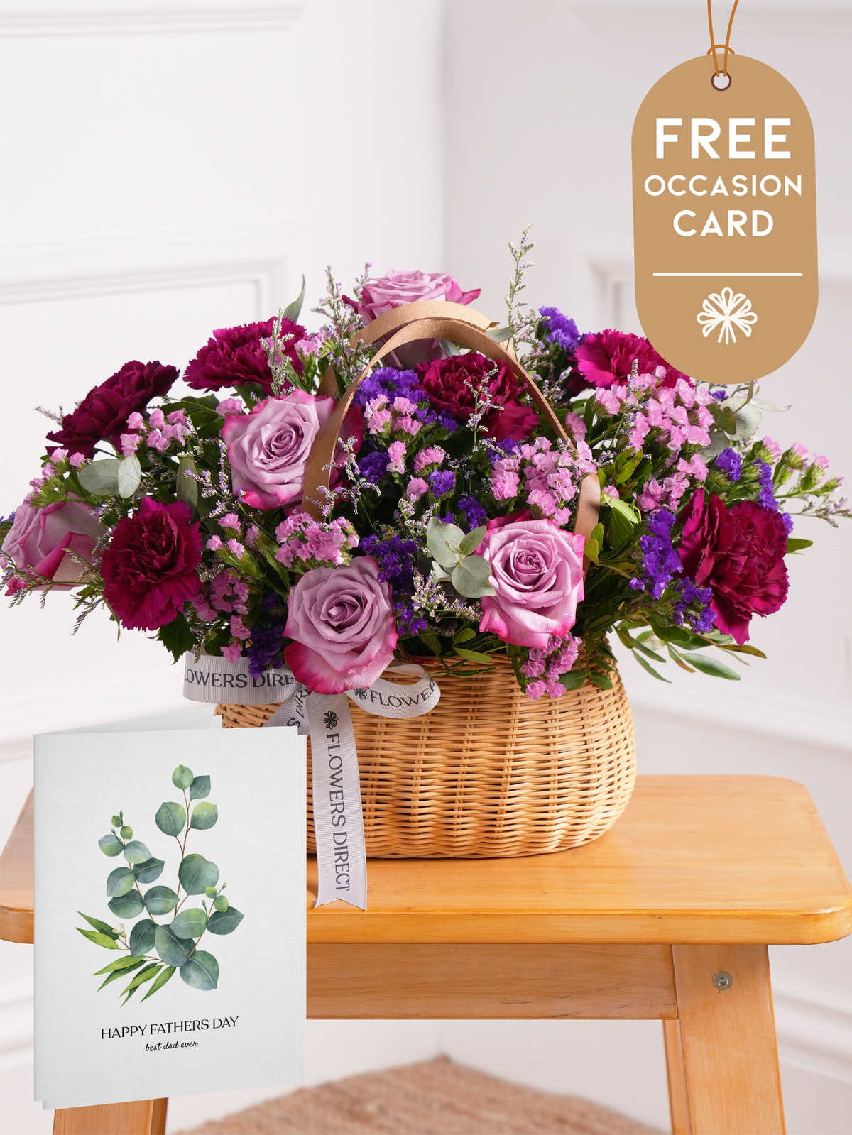 Father's Day Purple Majesty Basket with Free Occasion Card