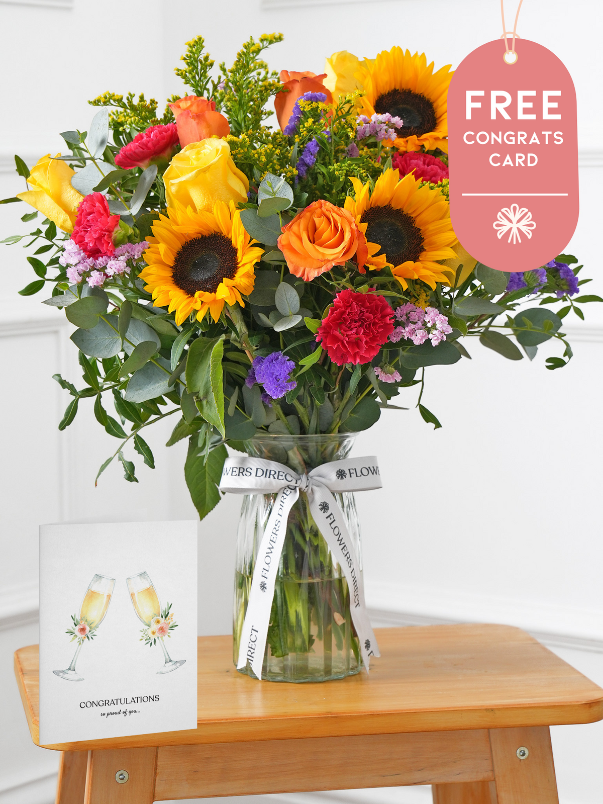 Colour Burst - Vase with Free Congratulations Card