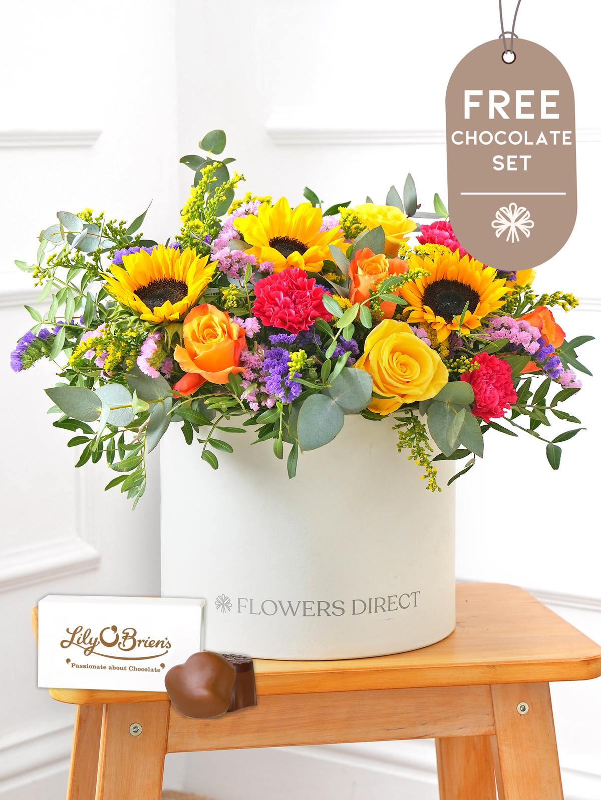 Thank You Colour Burst - Hatbox with Free Chocolate Set