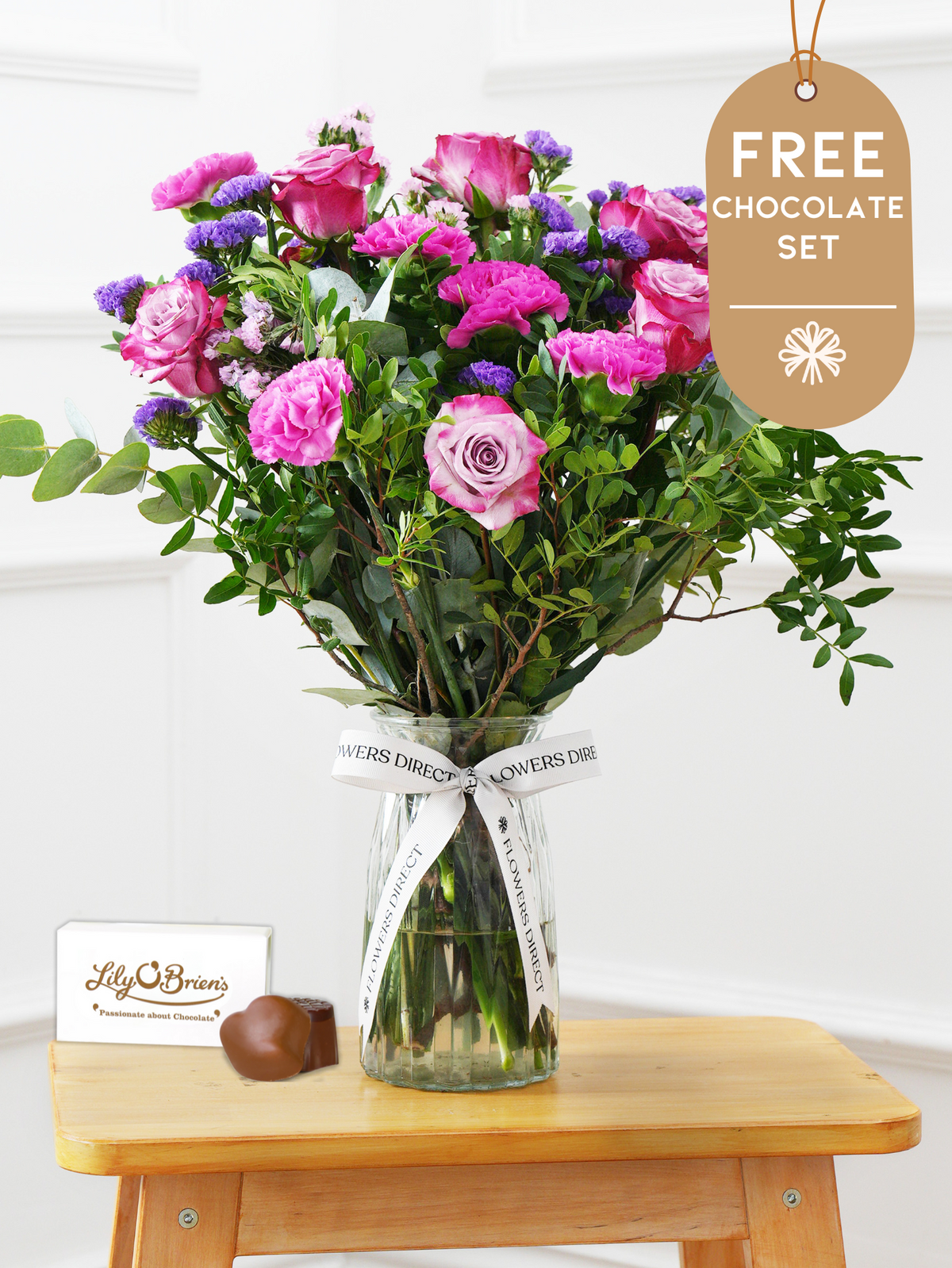 Mother&#39;s Day Purple Majesty - Vase with Free Chocolate Set