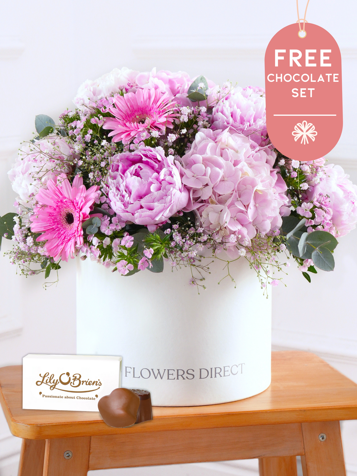 Thank You Peony Sweetheart - Hatbox with Free Chocolate Set